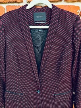 Scotch & Soda Red Black Diamonds Slick Chic Pockets Button Up Blazer Jacket 3X
